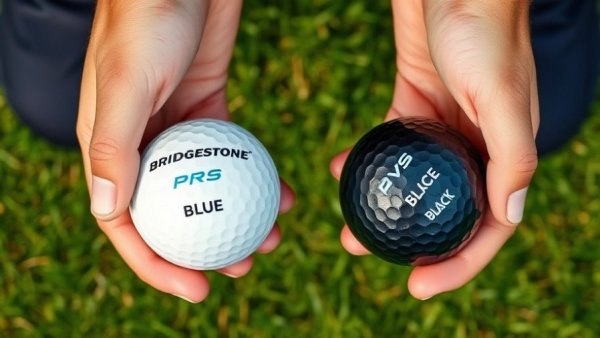 Close-up of Bridgestone Proto VS golf balls labeled VS Blue and VS Black.