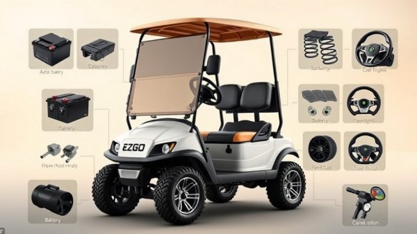 EZGO golf cart parts compatibility guide with various components.