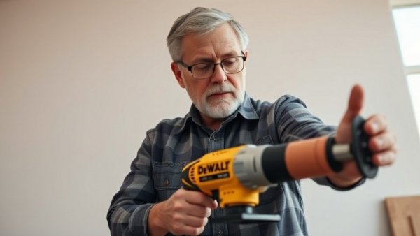 Man demonstrating DeWalt power tool, focused on DeWalt 20V Max vs PowerStack vs FlexVolt.