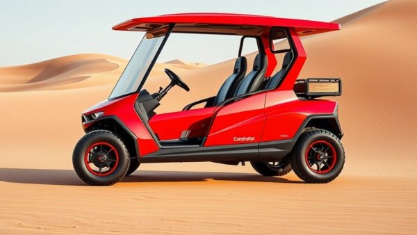Bold golf cart image on 2026 Golf Cart Calendar in desert.