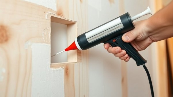 Applying adhesive to a board for the strongest drywall patch repair.