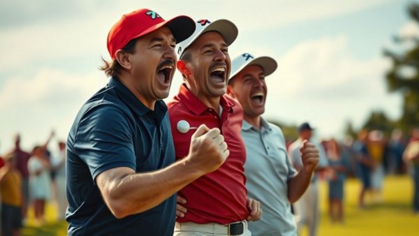 Passionate golfers celebrating memorable wins in golf 2025.