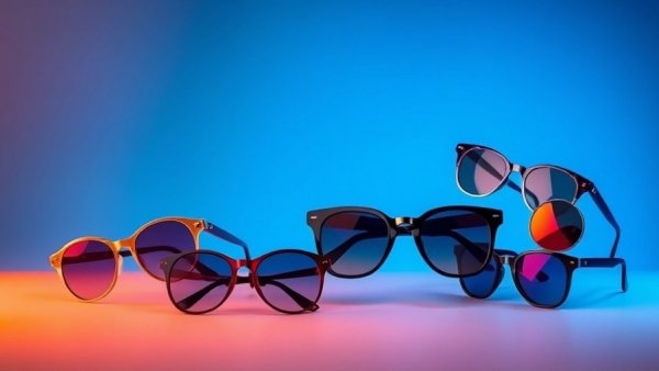 Affordable golf sunglasses in trendy frames on gradient background.