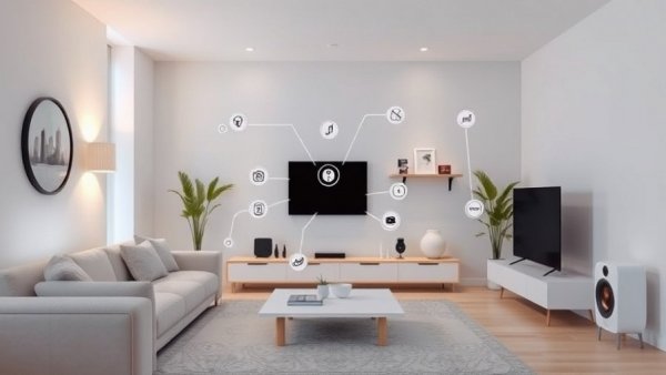 Graphical representation of Matter-over-Thread devices with interconnected smart home gadgets.