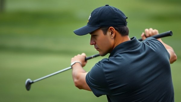 Golfer addresses shot, focusing on avoiding golf setup problems.