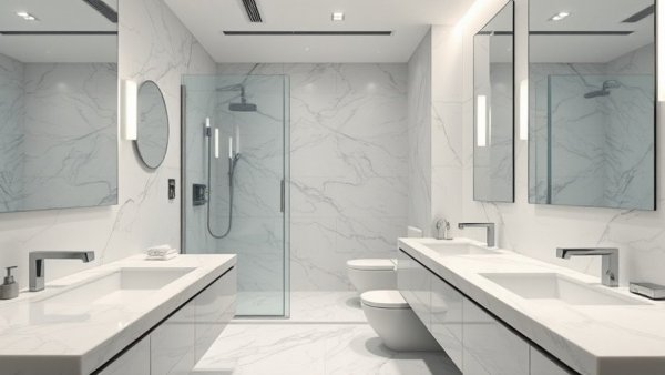 Luxurious bathroom remodel with modern fixtures and elegant design.
