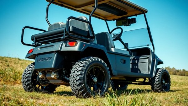 Electric golf cart for sale with rugged tires and aggressive design.