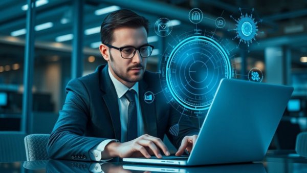 Virtual data room in use showcasing digital data exchange for M&A.