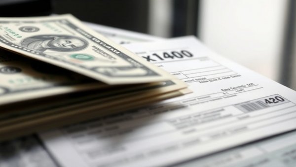 Tax strategy and planning depiction with Form 1040 and cash.