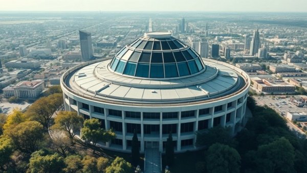 DOE innovation projects for small businesses building with city view.