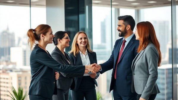Diverse group in glass office during proactive tax planning meeting.