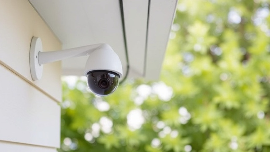 Playful cartoon robot in front of futuristic digital backdrop, related to smart security cameras.