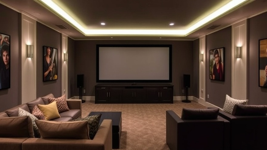 Home theater design for a family movie night in Tampa, showcasing modern interior design trends.
