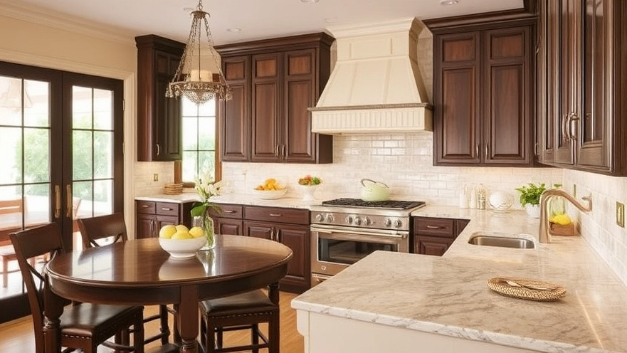 Warm shades in a Tampa kitchen showcase smart kitchen technology and cozy design.