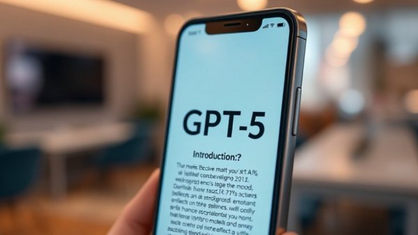 Close-up smartphone screen showing GPT-5 introduction, AI models better than ChatGPT.