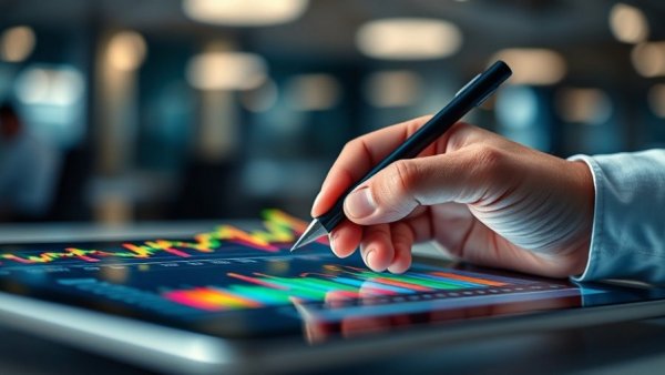 Close-up of digital asset management on a tablet with stylus interaction.