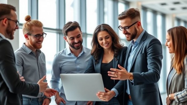 Value Gap in Business: Team discussing strategy in modern office.