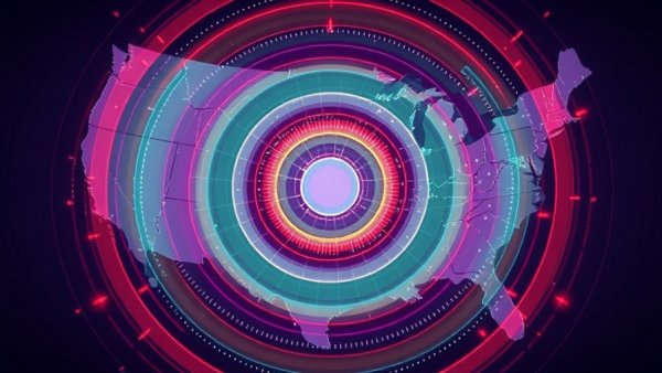Data visualization on U.S. map representing tax strategy for sustainability.