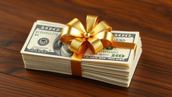 Charitable remainder unitrust concept symbolized by a stack of cash with a gold bow.