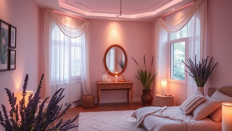 A serene room showcasing sensorial elements in design with calming colors and gentle lighting.
