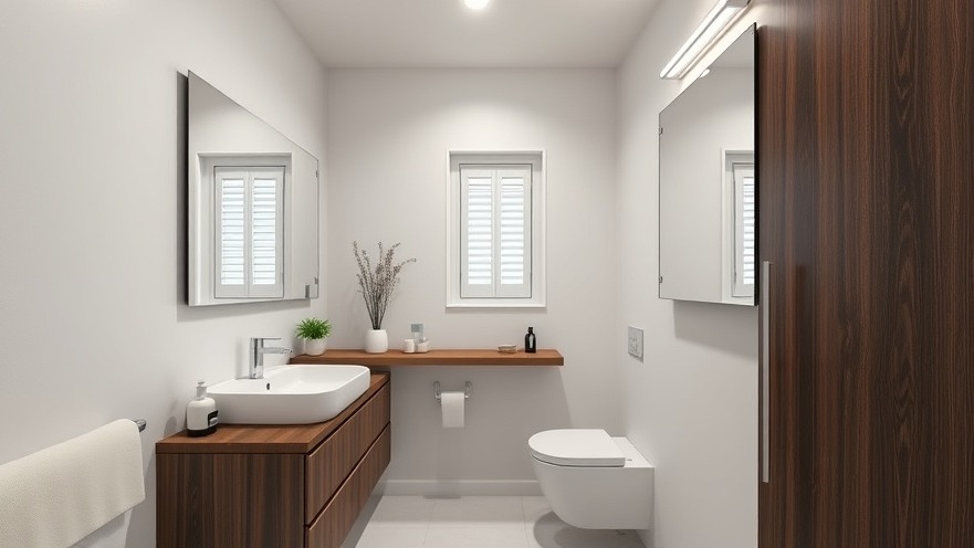 Modern small bathroom showcasing space-saving ideas with integrated sink and compact fixtures.