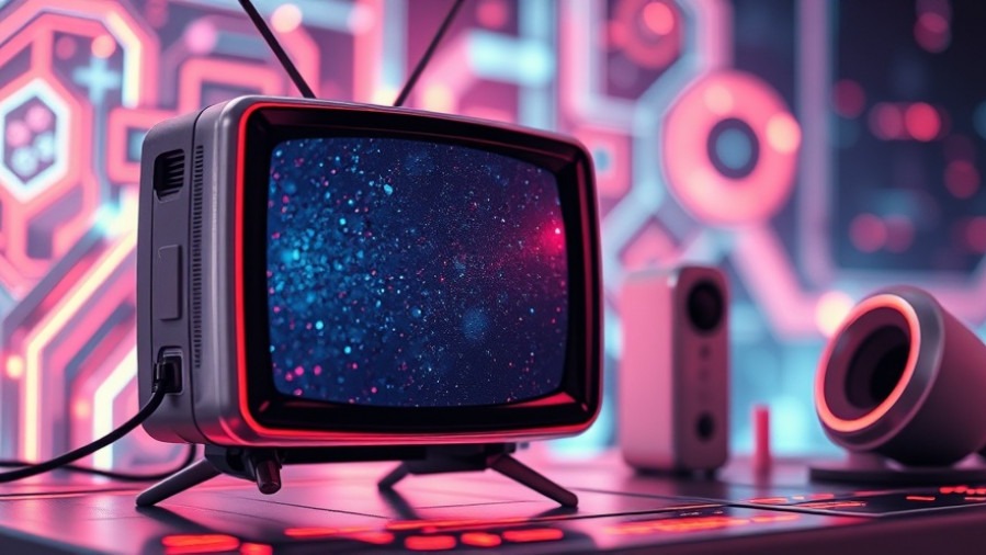 Futuristic mini LED TV design in a whimsical setting, showcasing smart home automation.