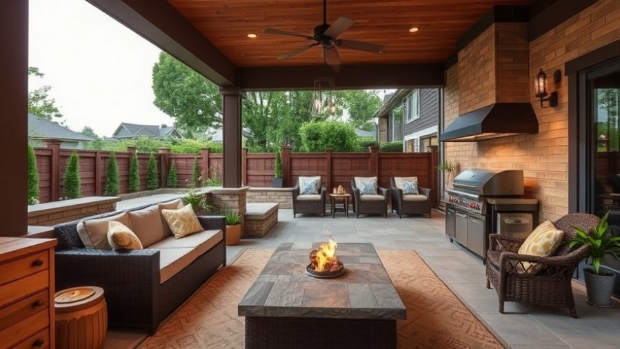 Inspiring Hampton Roads backyard design ideas featuring a modern outdoor kitchen and deck.