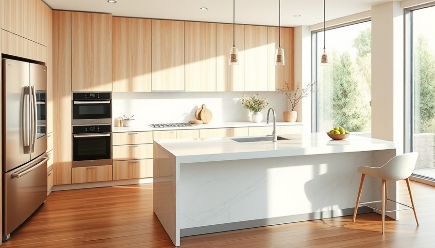 Chic kitchen remodel featuring light wood cabinets and marble island.