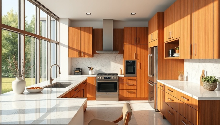 Contemporary kitchen with warm wood cabinets and marble countertops showcasing Kitchen Remodel Trends 2025.