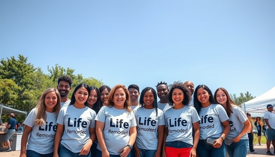 Volunteers in 'Life Remodeled' shirts at event in Detroit