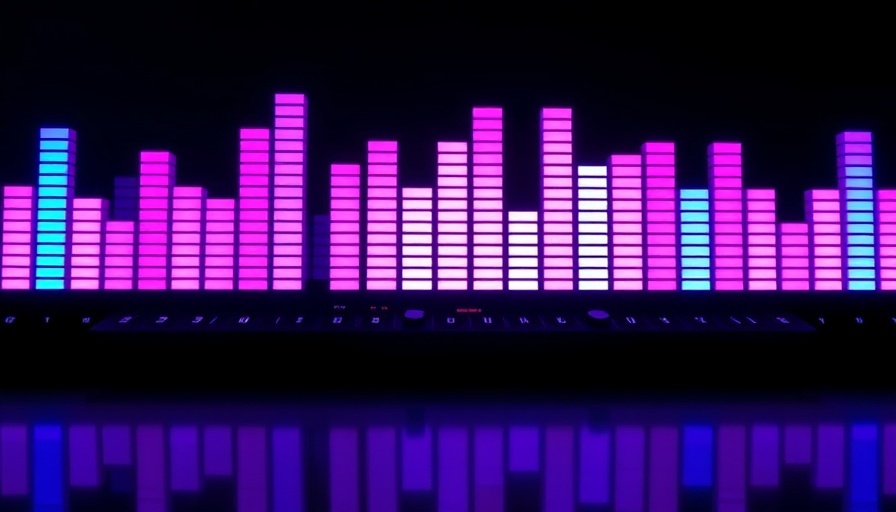 Vibrant EQ bars on black background.