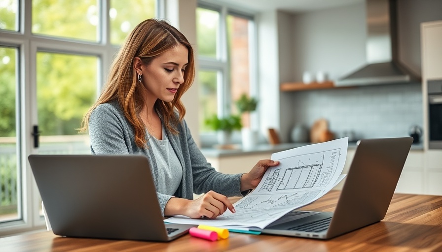 Woman analyzing plans in kitchen, cost control self-build project