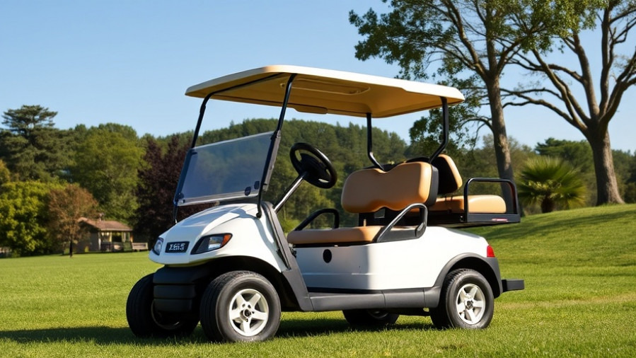 Golf car featuring advanced dealer management systems for improved dealership efficiency.