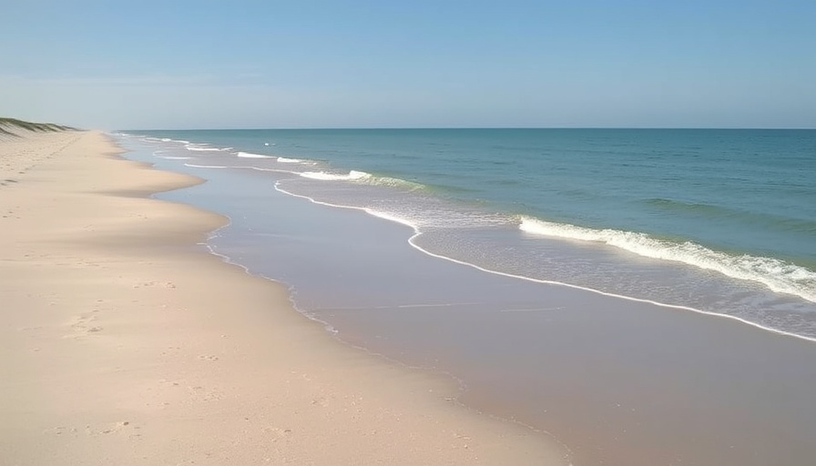 Cape Hatteras beach with gentle waves and clear sky.