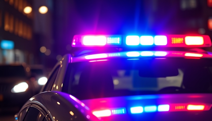 Flashing police lights in operation, Poquoson child pornography investigation context.