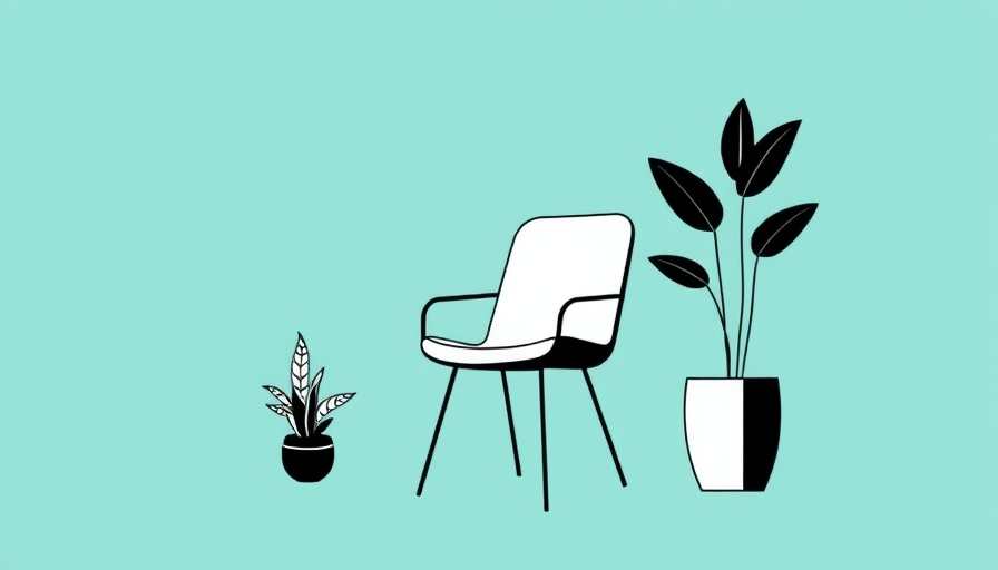 Minimalist interior design illustration with chair and plants