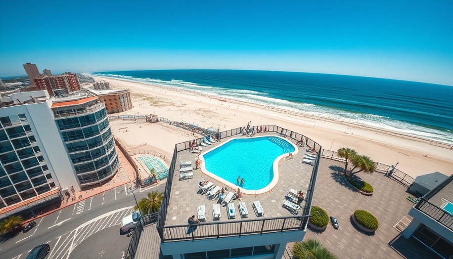 Aerial view of Virginia Beach and rooftop pool, Hampton Roads events this weekend.