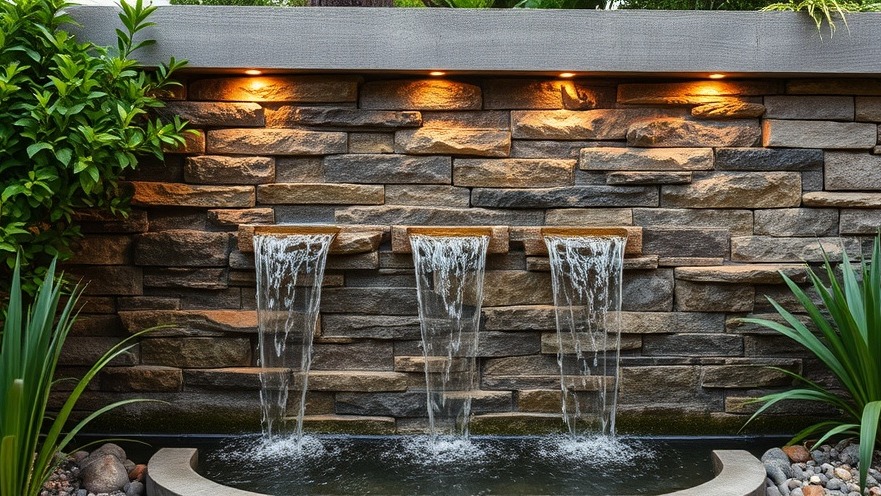 Close-up of a water feature wall in modern home interior design, showcasing color and pattern blending.