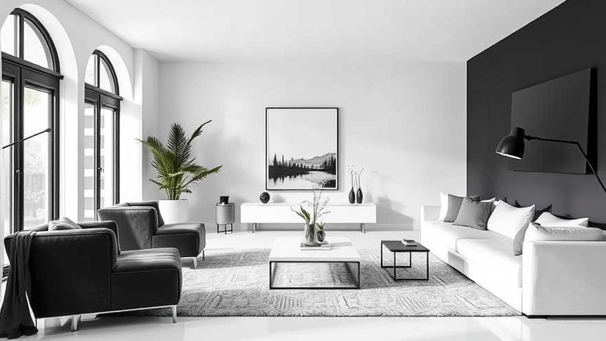 Minimalist interior design featuring monochrome color palette for a serene living room.