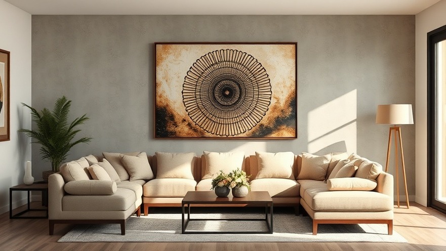 Elegant wall art in a modern living room showcasing contemporary interior design.