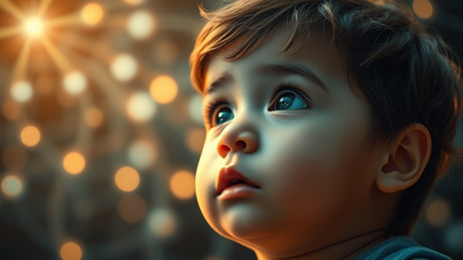 Visual of newborn cognitive development with illuminated background.