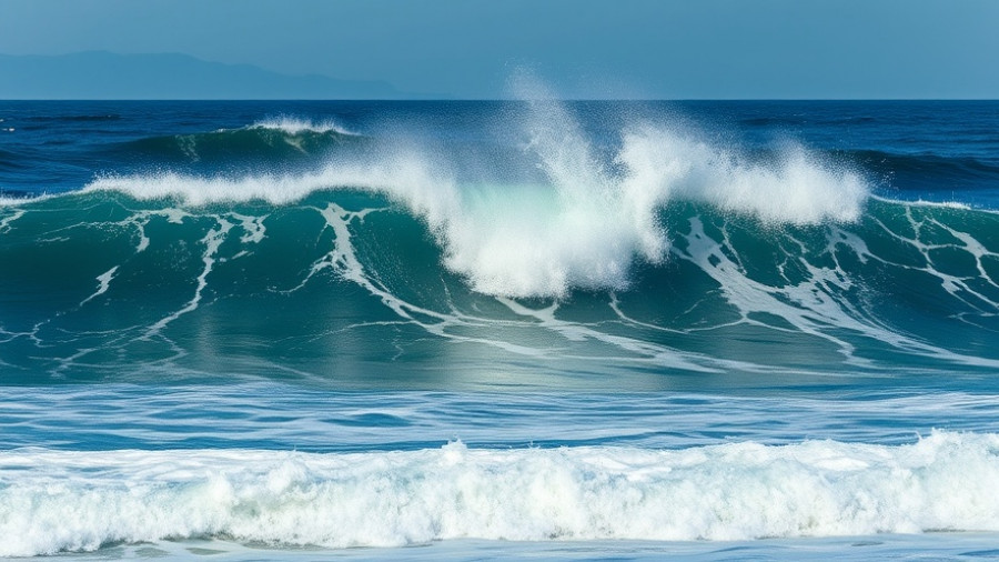 Ocean waves with mountains, predicts ocean contamination.