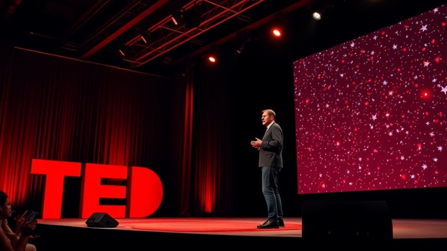 TED Talk on overcoming loneliness with starry background.