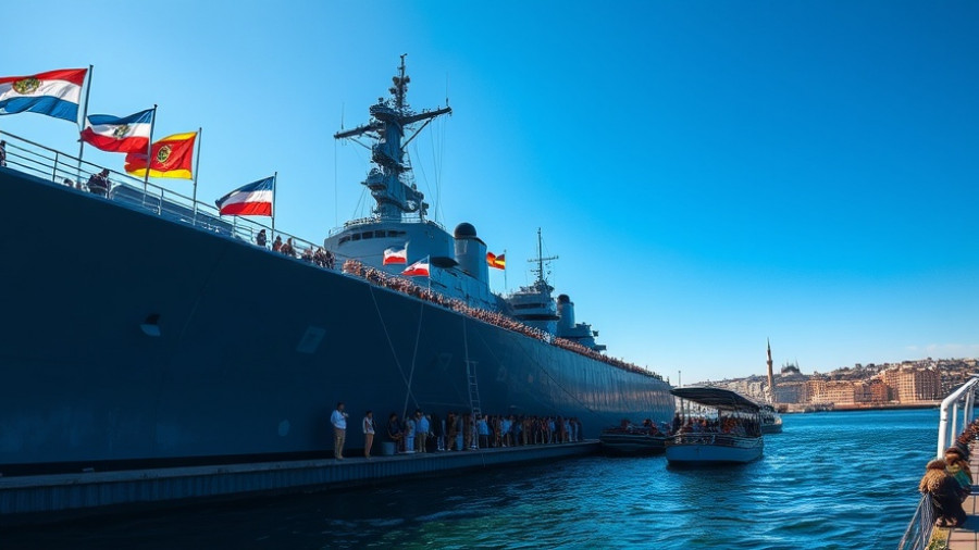 Fleet Week San Diego events crowd by navy ship, sunny day.
