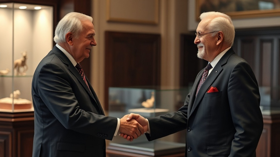 US and South Korean leaders shake hands marking trade deal.