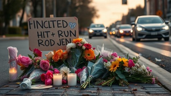Roadside memorial for hit-and-run investigation San Diego.