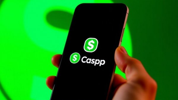 Smartphone displaying Cash App logo with green background.