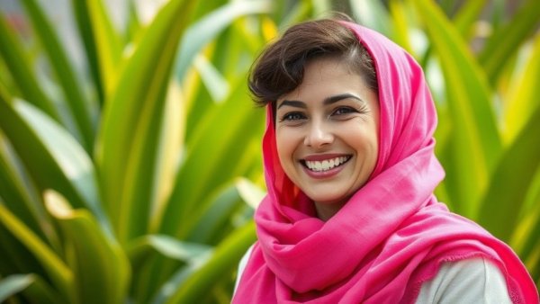 Woman in pink scarf representing pro bono attorney support for immigrants.