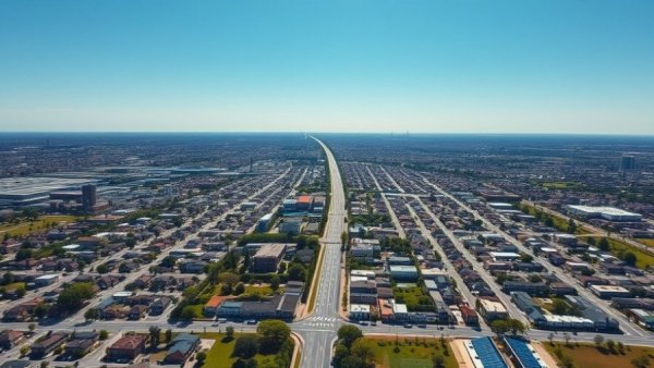 Aerial view of San Diego Midway District height limit area.