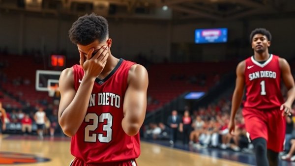 San Diego State Aztecs vs New Mexico Lobos basketball game scene.